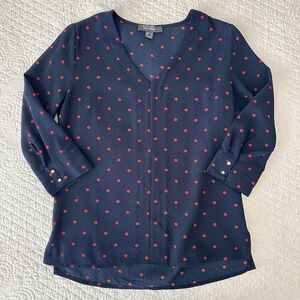 Primark Women's Polka Dot V-Neck Blouse Shirt Top Size 2